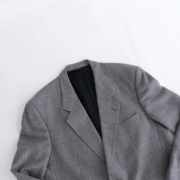 Savile Row 100% Wool Plaid Sport Jacket Blazer ~Grey/Black ~See Measurements Pic - Picture 11 of 16
